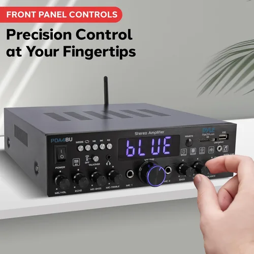 Miniatura 3 de Pyle Amplificador estéreo inalámbrico Bluetooth para el hogar, multicanal, amplificador de potencia de 200 W, sistema receptor de audio