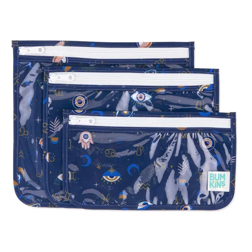 Miniatura 16 de Bumkins Bolsa de viaje, artículos de tocador, bebé, bolsa aprobada por la TSA, bolsa con cremallera, tamaño de cuarto de galón, lado transparente