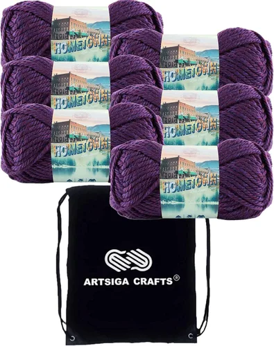 Miniatura 47 de Lion Brand Hometown New York White 135-100 (3 madejas - mismo lote de tinte) #6 S Bulky - Hila acrílica para crochet y tejer con bolsa para proyectos