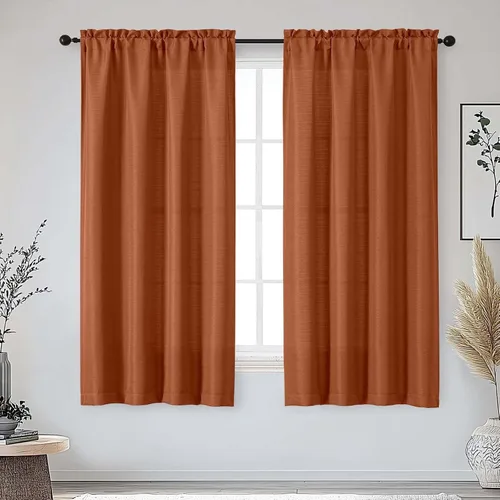 Miniatura 50 de OWENIE Bob Juego de 2 Paneles de Cortinas Negras de Cocina para Ventanas de 36 Pulgadas de Largo, Cortinas Cortas de Café con Textura de Lino