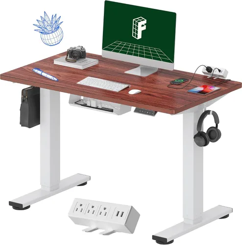 Miniatura 12 de FLEXISPOT EN2 Escritorio de pie de una pieza completa con regleta de alimentación de abrazadera, escritorio eléctrico de altura ajustable de 40 x 24