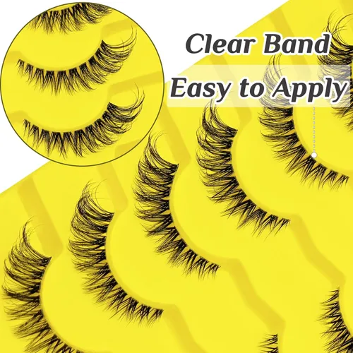 Miniatura 3 de Pestañas naturales de ojo de zorro pestañas postizas de banda transparente, pestañas postizas de ojo de gato, extensiones de pestañas Foxy, 7 pares