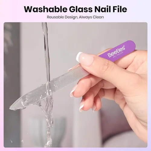 Miniatura 6 de Beetles - Lima de Uñas de Vidrio para Uñas Naturales Paquete de 3 – Limas de Uñas de Vidrio de Doble Cara con Estuche Grabado Cuidado Suave de Uñas