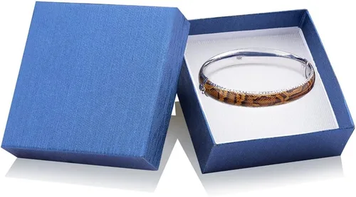 Miniatura 2 de Gold & Honey 1995 G&H Pulsera de plata de ley y esmalte con bisagra con estampado de piel de serpiente y diseños de corte de diamante, Plata de ley