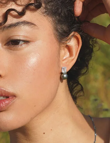 Miniatura 14 de Aretes colgantes de plata de ley 925 seleccionados a mano AAA+ de 7.5 a 0.315 in con perlas cultivadas de agua dulce blancas para mujer