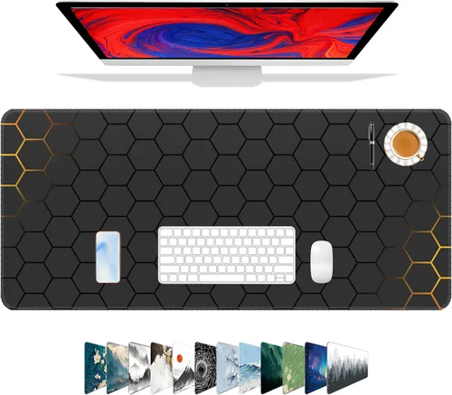 Miniatura 17 de Galdas Alfombrilla de mouse para juegos XXL XL, grande, larga, extendida, grande, de goma antideslizante, con bordes cosidos, para laptop, oficina