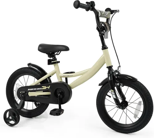 Miniatura 16 de BABY JOY Bicicleta para niños, bicicleta deportiva de 12 a 18 pulgadas con ruedas de entrenamiento extraíbles, asiento y manubrio ajustables, freno