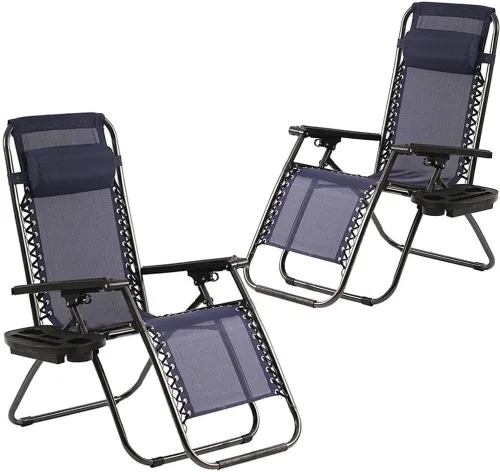 Miniatura 8 de FDW Zero Gravity - Juego de 2 sillas de césped con almohada y soporte para tazas, sillas plegables reclinables ajustables para exteriores, terraza