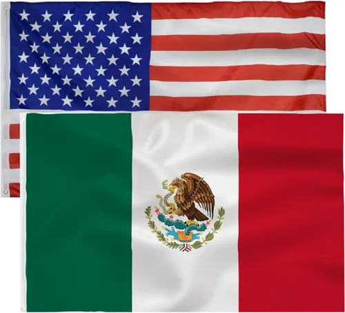 Bandera de México, bandera estadounidense de 3 x 5 pies, banderas nacionales mexicanas para interiores y exteriores, poliéster de calidad con ojales