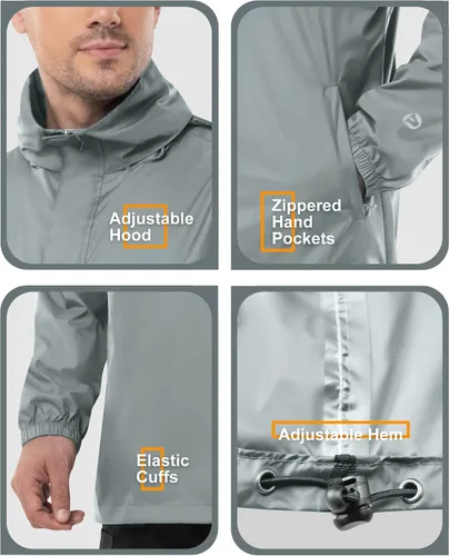 Miniatura 21 de Outdoor Ventures Chaqueta de lluvia para hombre, impermeable, ligera, plegable, para senderismo, golf, correr