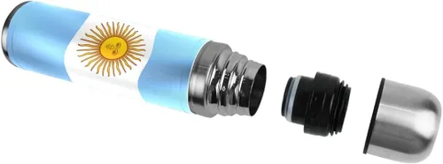 Miniatura 4 de senya Botella de agua de acero inoxidable con aislamiento al vacío de doble pared, bandera argentina, a prueba de fugas, cafetera deportiva termo