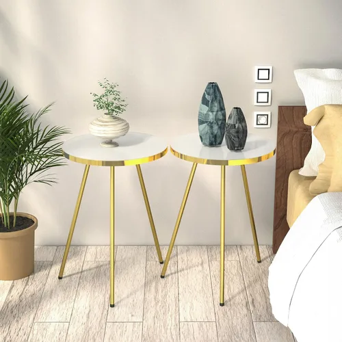 Miniatura 4 de Mesa auxiliar blanca Blanco/Dorado