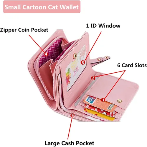 Miniatura 5 de Nawoshow - Monedero para mujer, diseño de gato