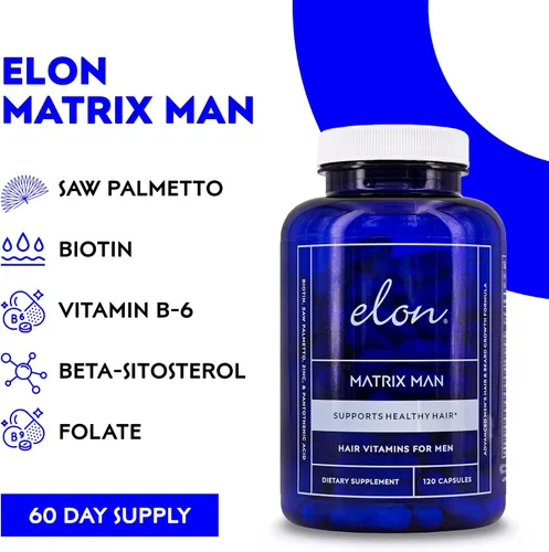 Miniatura 4 de Elon Matrix Man - Vitaminas para el crecimiento del cabello para hombres - Saw Palmetto y biotina Vitaminas para el cabello adelgazante - Vitamina