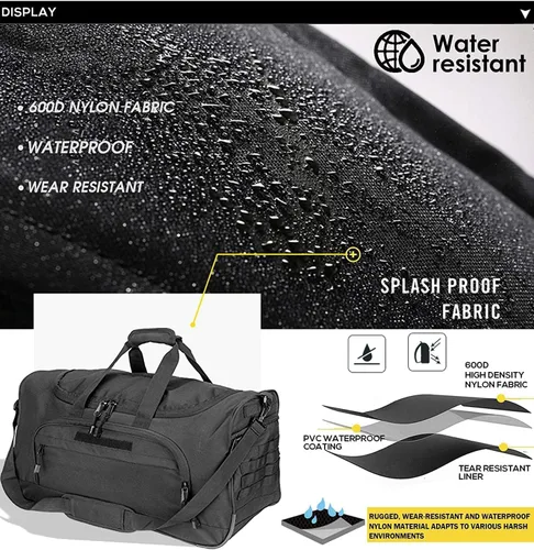 Miniatura 6 de HYKING Bolsa de gimnasio para mujeres y hombres, bolsa táctica militar de fin de semana, entrenamiento, ligera, impermeable, deportiva, bolsillo