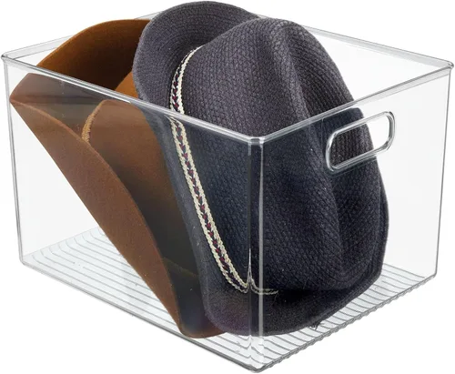 Miniatura 7 de mDesign Contenedor grande de plástico organizador de almacenamiento, organización de armario para pasillo, dormitorio, ropa de cama, abrigo