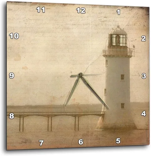 3dRose Reloj de pared silencioso - 10 pulgadas - Faro Grunge por Angelandspot - Arte digital