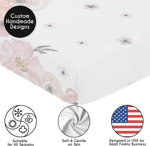 Miniatura 5 de Sweet Jojo Designs Sábanas ajustables para cuna de bebé (rosa/gris bohemio floral) para niñas, guardería infantil, habitación de niños pequeños