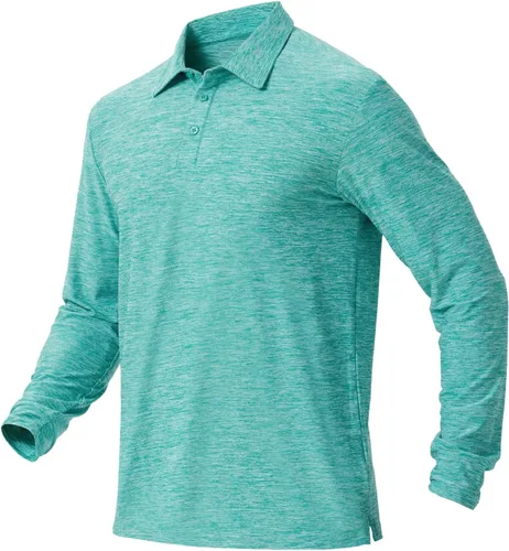 Miniatura 13 de NAVISKIN Camisas polo de manga larga para hombre, camisas de golf con cuello UPF 50 SPF para hombre, secado rápido, absorbe la humedad