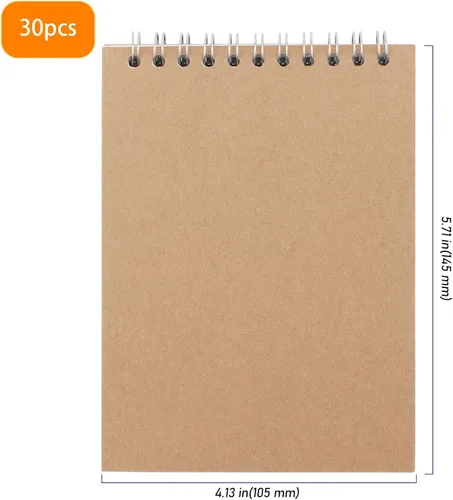 Miniatura 2 de Paquete de 30 blocs de bocetos A6, cuadernos de bocetos encuadernados en espiral superior, 60 hojas/120 páginas, blocs de dibujo de páginas