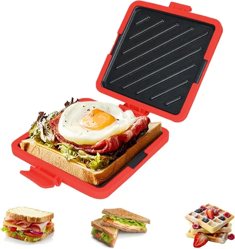 Miniatura 8 de Toastie - Máquina de sándwiches para microondas, antiadherente resistente al calor, bandeja de silicona conectada para microondas, apta
