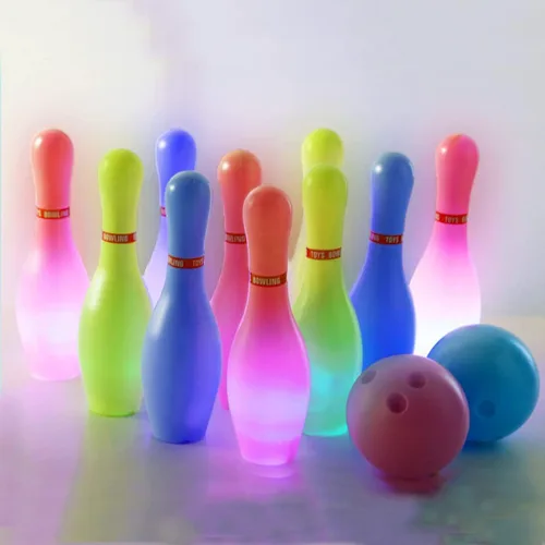Juego de bolos OceanWings para niños con bolas iluminadas, juego de bolos con 10 bolos y 2 bolas, juegos deportivos divertidos para nietos, niños,