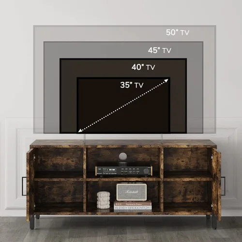 Miniatura 10 de Novilla Soporte de TV para televisores de hasta 50 pulgadas, moderno centro de entretenimiento con puerta de granero, mesa de TV con estante