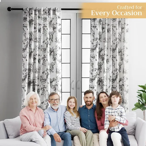 Miniatura 5 de Maison d' Hermine Cortinas para Sala de Estar 100% Algodón 84 Pulgadas de Largo Un Panel Cortinas de Filtrado de Luz Toile para Ventanas de 37