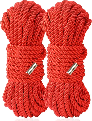 Cuerda suave de seda, cuerda larga trenzada de satén de nailon suave agradable a la piel, duradera, multiusos, de 32 pies, 0.315 in (paquete de 2,