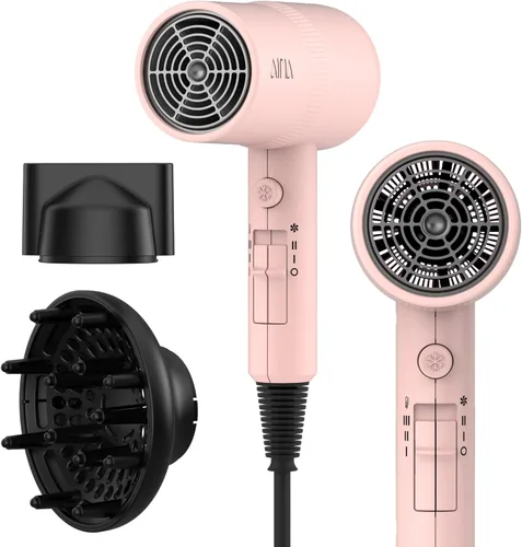 Miniatura 20 de AINA Secador de pelo con difusor, peine Secador de pelo para mujer, compacto, profesional, secado iónico Botón de disparo frío 110V/ALCI