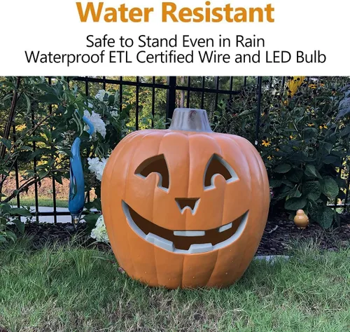 Miniatura 3 de iHomegarden Halloween Linterna de calabaza – Farol iluminado Jack O – Farol de calabaza preiluminado