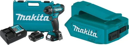 Makita FD10R1 12V max CXT - Kit de destornillador hexagonal inalámbrico de iones de litio de 1/4 pulgadas (2.0Ah) con fuente de alimentación