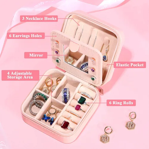 Miniatura 2 de Yesteel Joyero pequeño organizador de joyas, joyero para viajes, regalos de boda, regalo de compromiso, regalo de despedida de soltera, regalo