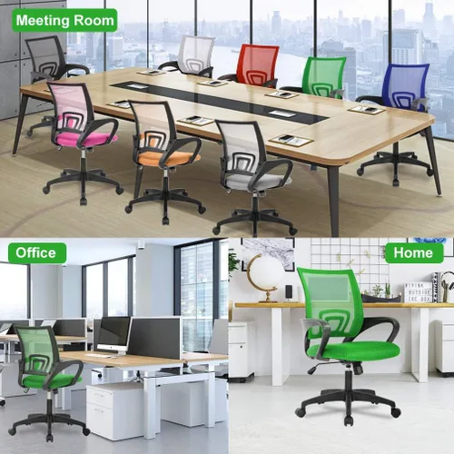 Miniatura 7 de BestOffice Silla de oficina ergonómica Silla giratoria de escritorio con respaldo medio Respaldo transpirable y soporte lumbar Altura Verde