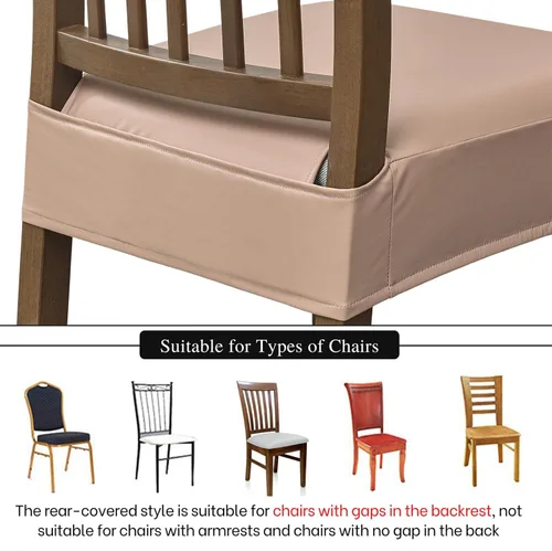 Miniatura 4 de NILUOH Fundas impermeables para sillas de comedor, juego de 6, fundas de asiento de cuero PU para sillas de comedor, fundas de asiento extraíbles