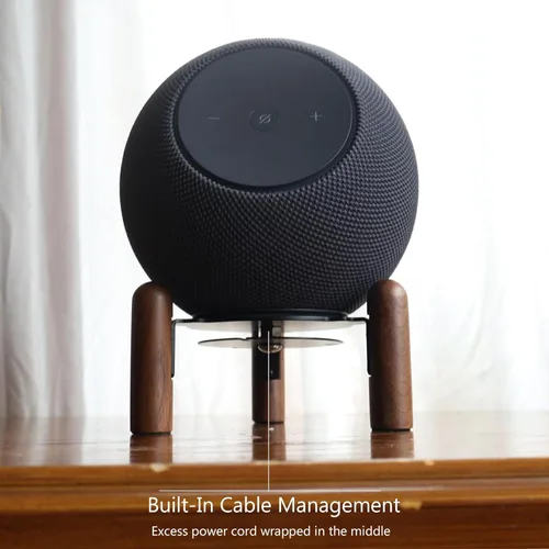 Miniatura 3 de Soporte de madera de escritorio para Echo Dot Max 2025, aumenta la altura del altavoz. Mejora la calidad del sonido y oculta el cable