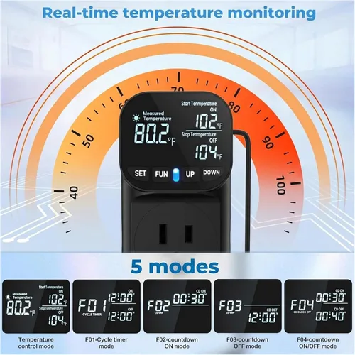 Miniatura 7 de Calentador de agua eléctrico de inmersión de 120 V 1800 W, calentador de agua sumergible con termostato y GFCI adecuado para fregaderos, bañeras
