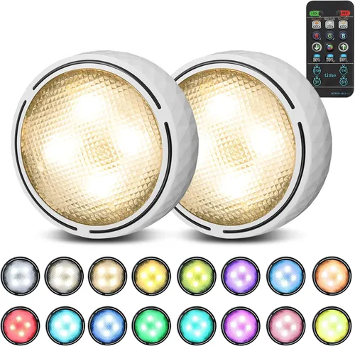 Onumii - Luces LED de disco con control remoto, batería, inalámbricas, con cambio de color, temporizador, para grifo, adhesivas para gabinetes,