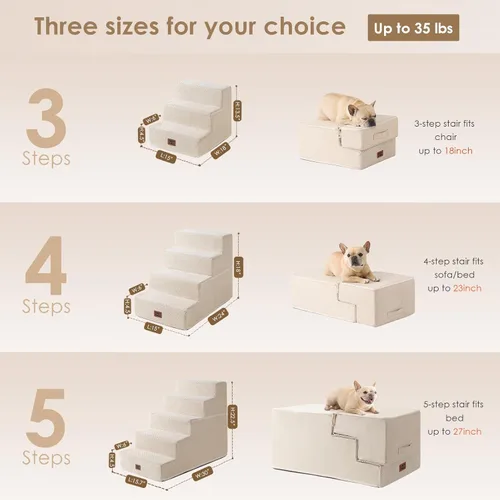 Miniatura 2 de EHEYCIGA Escaleras para perros pequeños de 13.5 pulgadas de alto, escalones para perros de 3 escalones para sofá y silla, escalones para mascotas