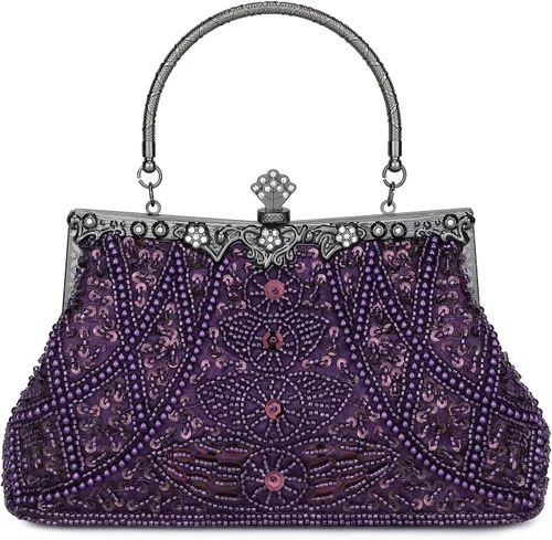 Miniatura 7 de Bolso de mano de Selighting, con cuentas, estilo de los años 1920, para mujer, formal, para novia, de boda, de graduación, elegante, para fiesta