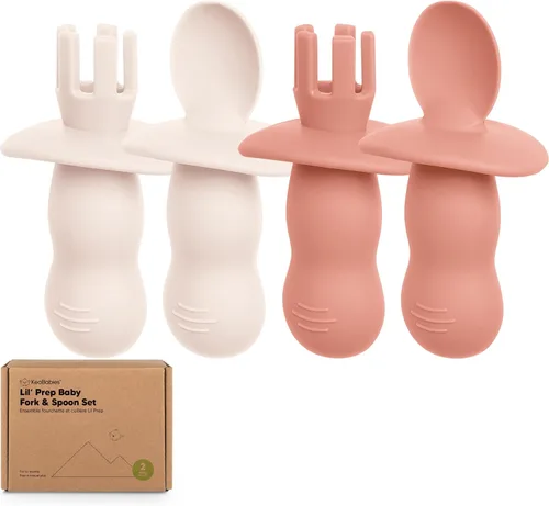 Miniatura 13 de KeaBabies Juego de 4 cucharas y tenedores de silicona para bebés - Utensilios para destete con luz LED para bebés de 6 a 12 meses, cuchara y tenedor