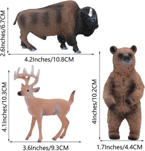 Miniatura 9 de Gemini&Genius Juguetes de animales salvajes, ciervos, bisontes, figuras de oso, figuras de acción realistas de vida silvestre, animales