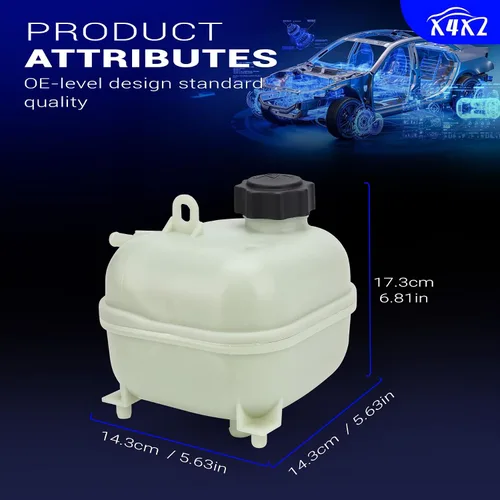 Miniatura 7 de 17137529273 Tanque de expansión del radiador del depósito del refrigerante del motor delantero con tapa para BMW 2002-2008 Mini Cooper S (solo S)