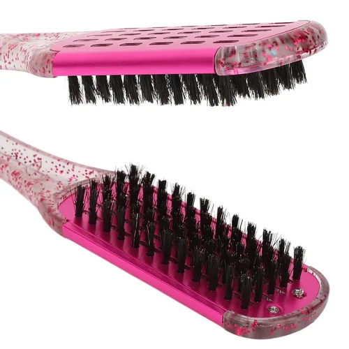 Miniatura 6 de ZJchao Cepillo de pelo con abrazadera, cepillo de doble cara, cepillo para alisar el cabello, forma de V, doble peine para alisar el cabello, férula