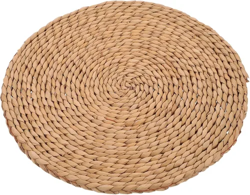 LIFKOME 2 cojines de paja plana tatami Mat almohadas de suelo para adultos almohada circular almohada japonesa redonda individual cojín tejido paja