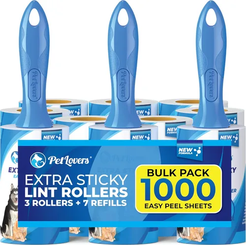 Miniatura 11 de PetLovers Juego de Rodillos de Pelusa Extra Adhesivos de Gran Valor 600 Hojas para la Remoción de Pelo de Mascotas, Removedor de Pelusa para Perros