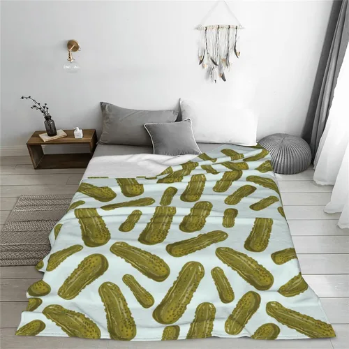 Miniatura 3 de Cobija de pepinos encurtidos, manta de cama suave, ligera y acogedora manta de franela de felpa para sofá o dormitorio, 60 x 50 pulgadas