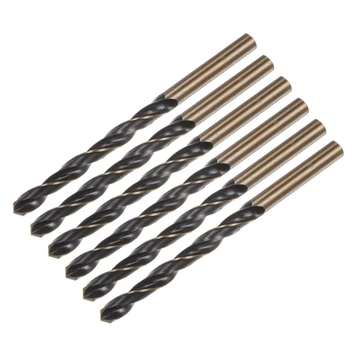 Miniatura 18 de uxcell 6 brocas Jobber de 0.118 in de nitruro negro y oro recubierto de titanio 4341 de alta velocidad (HSS) Brocas helicoidales de punto dividido