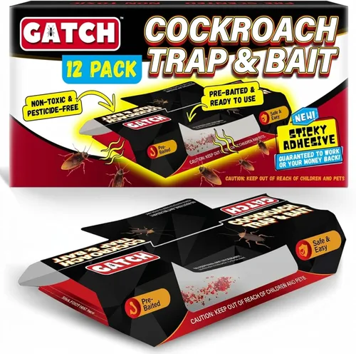 GATCH Trampas para cucarachas para interiores (paquete de 12), trampas adhesivas para cucarachas, trampas de pegamento adhesivo para cucarachas,
