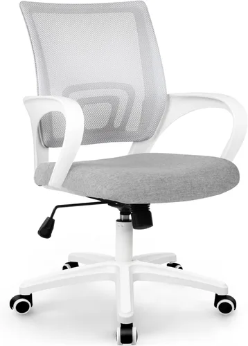 Miniatura 10 de ETONEX Silla de oficina con cojín ergonómico de respaldo medio, soporte lumbar, ajustable, giratoria, silla de escritorio para videojuegos, cómoda